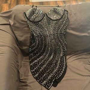 Banjul Black and Silver High Low Dress